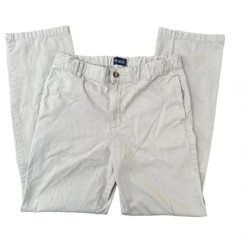 Children’s Place Boys Pants Size 18 Khaki Flat Front Adjustable Waist Pockets​​​